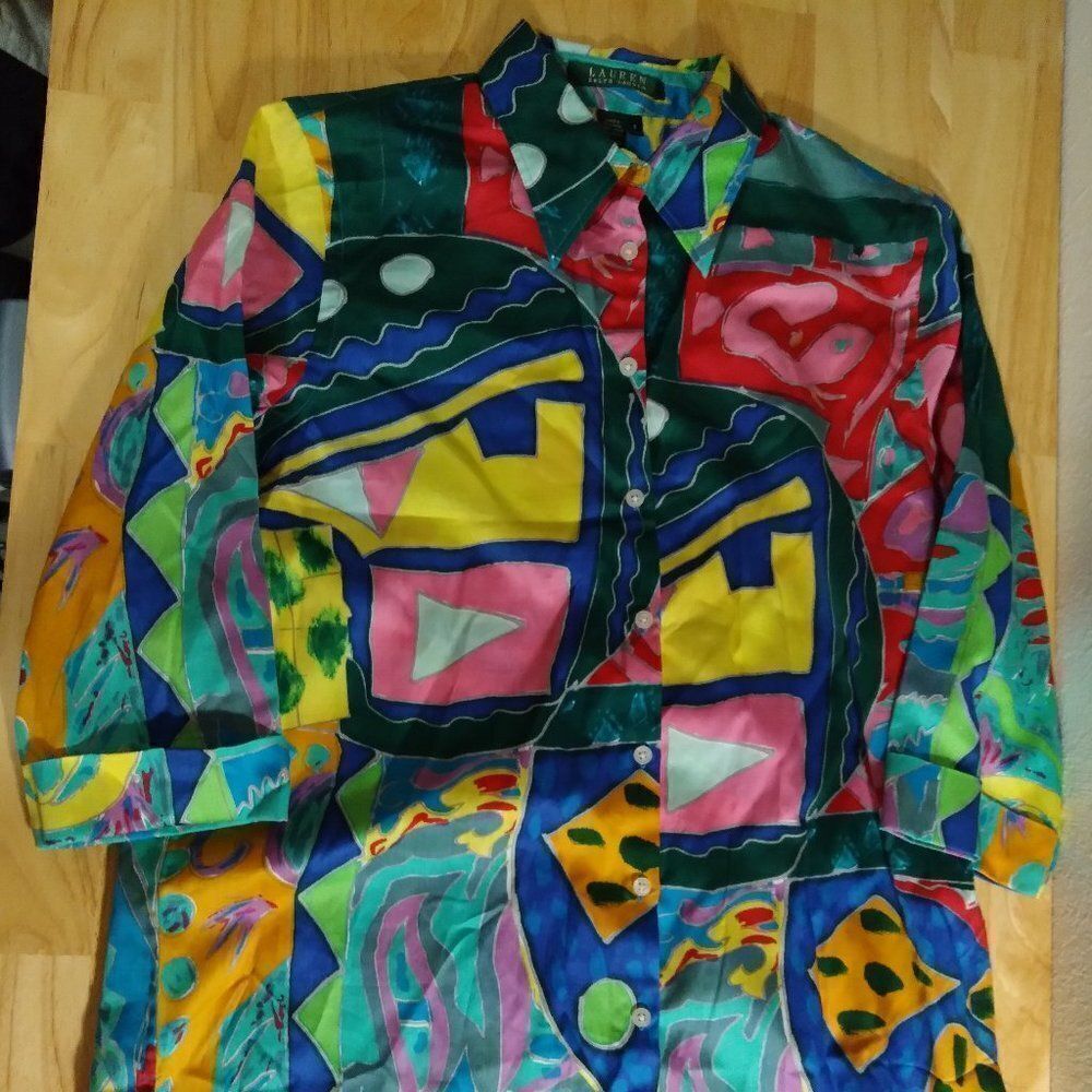 Lauren Ralph Lauren Abstract Geometric Blouse
